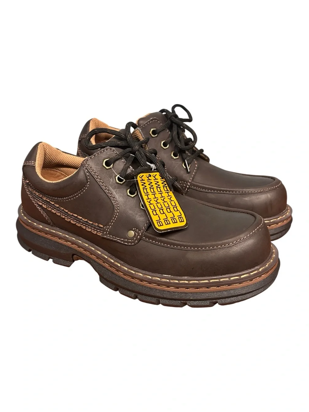 BlackHawk Mens Rugged Oxford Style Shoes Size 8.5 Moc Toe Lace-Up Brown NWT